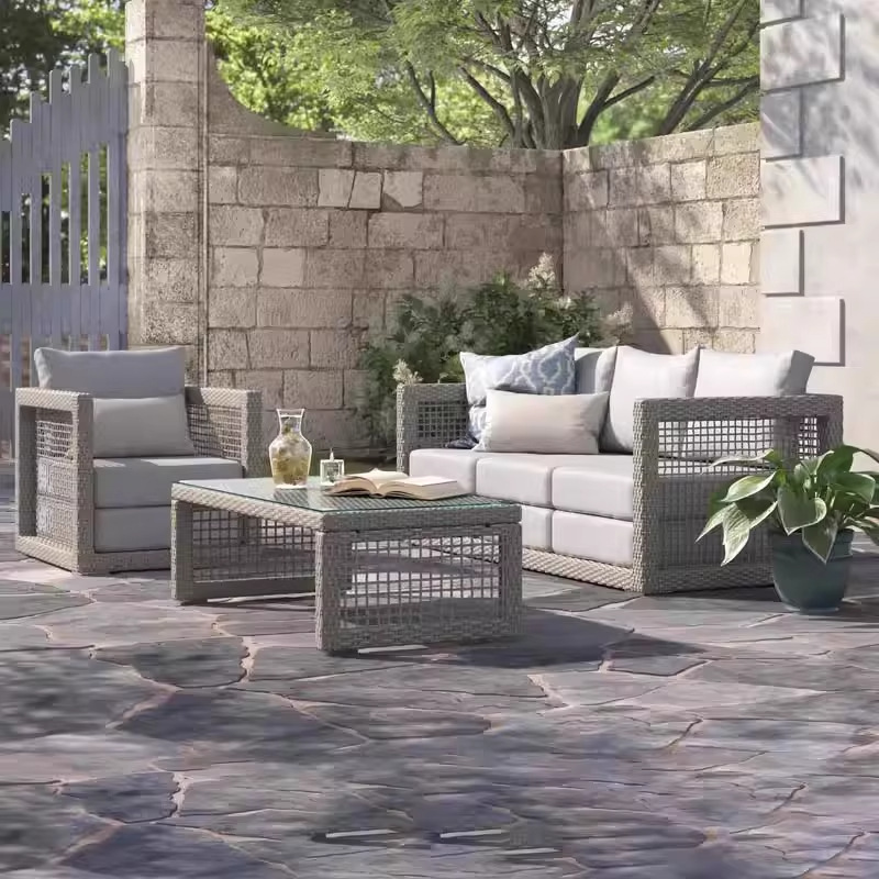 Sofá de caña al aire libre patio ocio jardín al aire libre balcón sala de sol sofá de caña muebles combinados ocio al aire libre