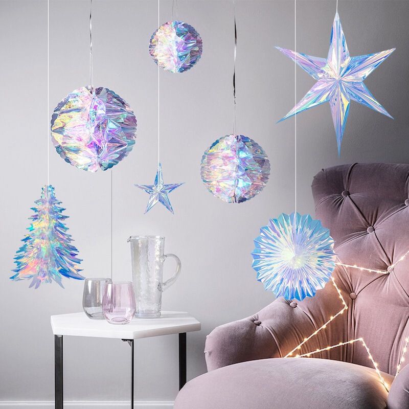 Fantasy Snowflake Honeycomb Ball Hanging Ice and Snow Christmas Tree Pendant Colorful Christmas Decoration Background Wall Party Layout Fantasy Snowflake Honeycomb Ball Hanging Ice and Snow Christmas Tree Pendant Colorful Christmas Decoration Background Wall Party Layout