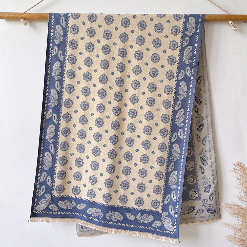 Nueva bufanda floral de Cachemira para las mujeres estilo coreano Otoño e Invierno versátil aire acondicionado chal moda gruesa bufanda caliente