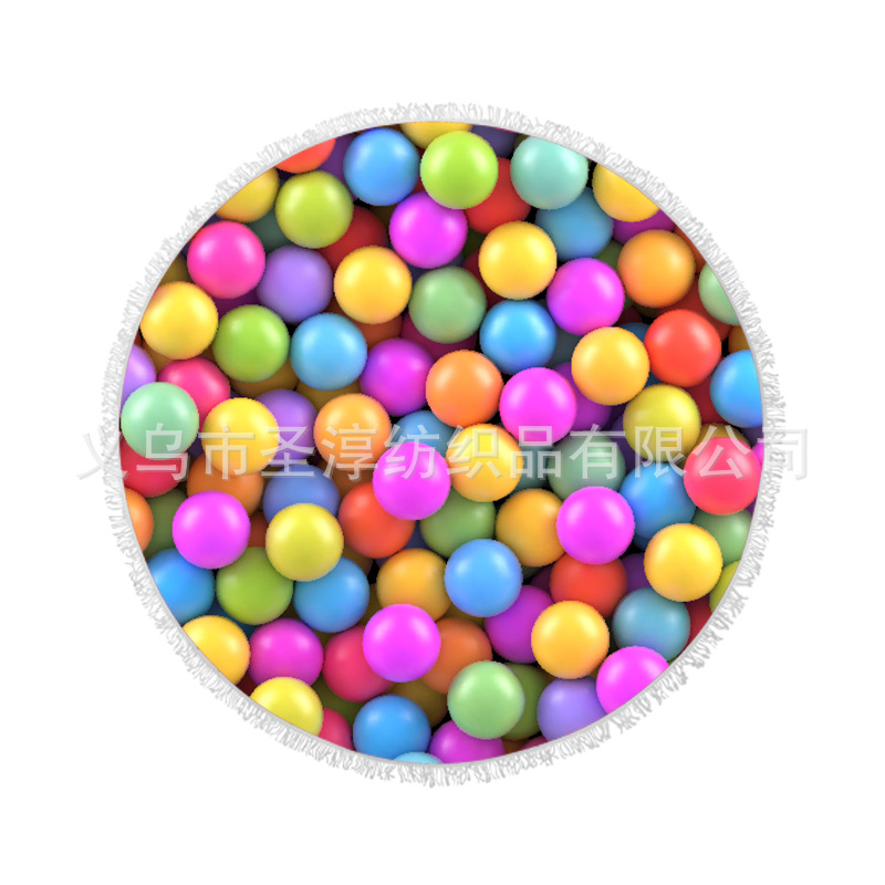 La fibra impresa redonda de la toalla de playa de la fuente directa de la fábrica con las borlas siente suave puede ser arena antiadherente de la playa de la imagen