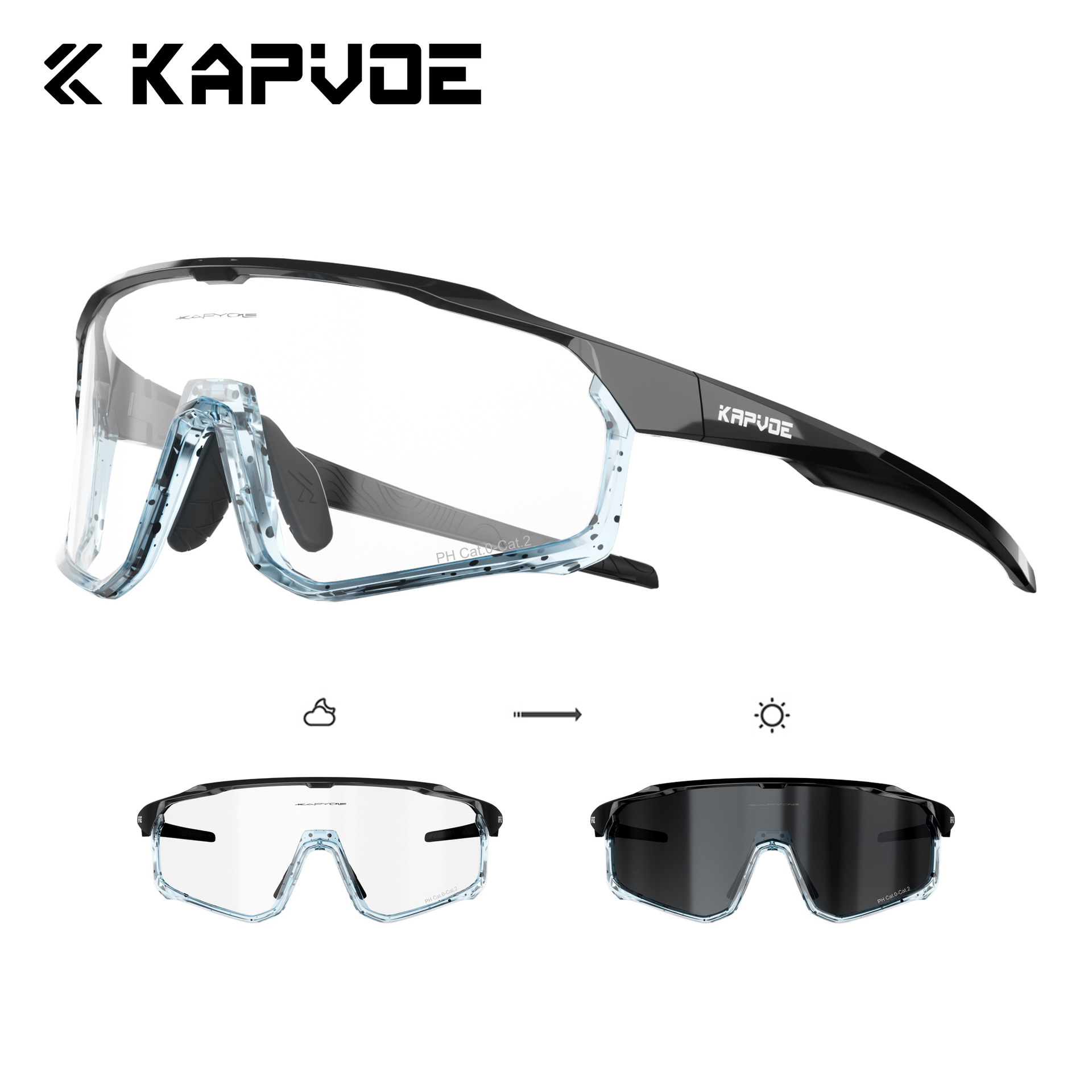 Gafas Fotocromáticas de Ciclismo TR90 Marco Desmontable A Prueba de Viento para Deportes al Aire Libre