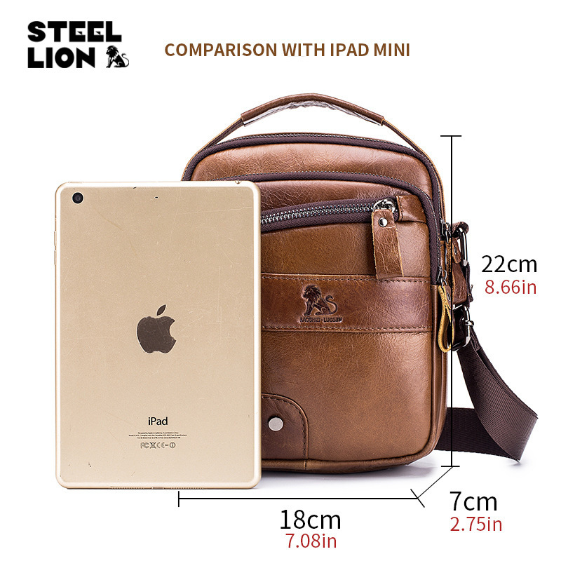 Bolso crossbody de los hombres de cuero genuino primera capa de piel de vaca pequeña bolsa de hombro de los hombres de los deportes ocasionales de negocios bolsa de hombro nueva venta al por mayor