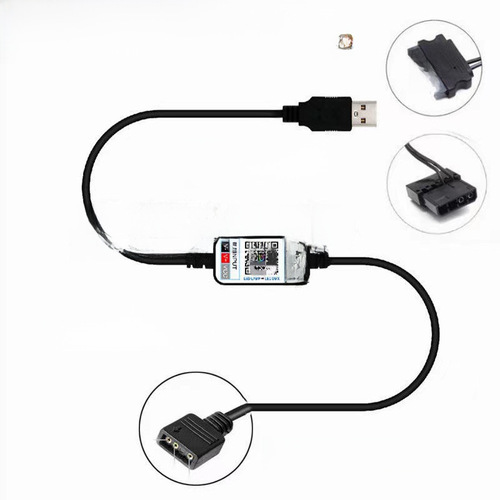 Convert ARGB 5V3 pin to SATA power supply motherboard interface 12V 4-pin RGB to power large 4P manual LED controller