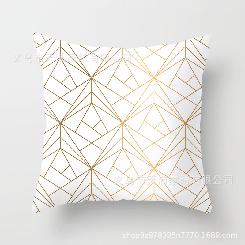 Funda de almohada personalizada con logotipo corporativo, funda de cojín geométrica de Amazon, terciopelo piel de melocotón, cojín para sofá de sala de estar, moderno y minimalista