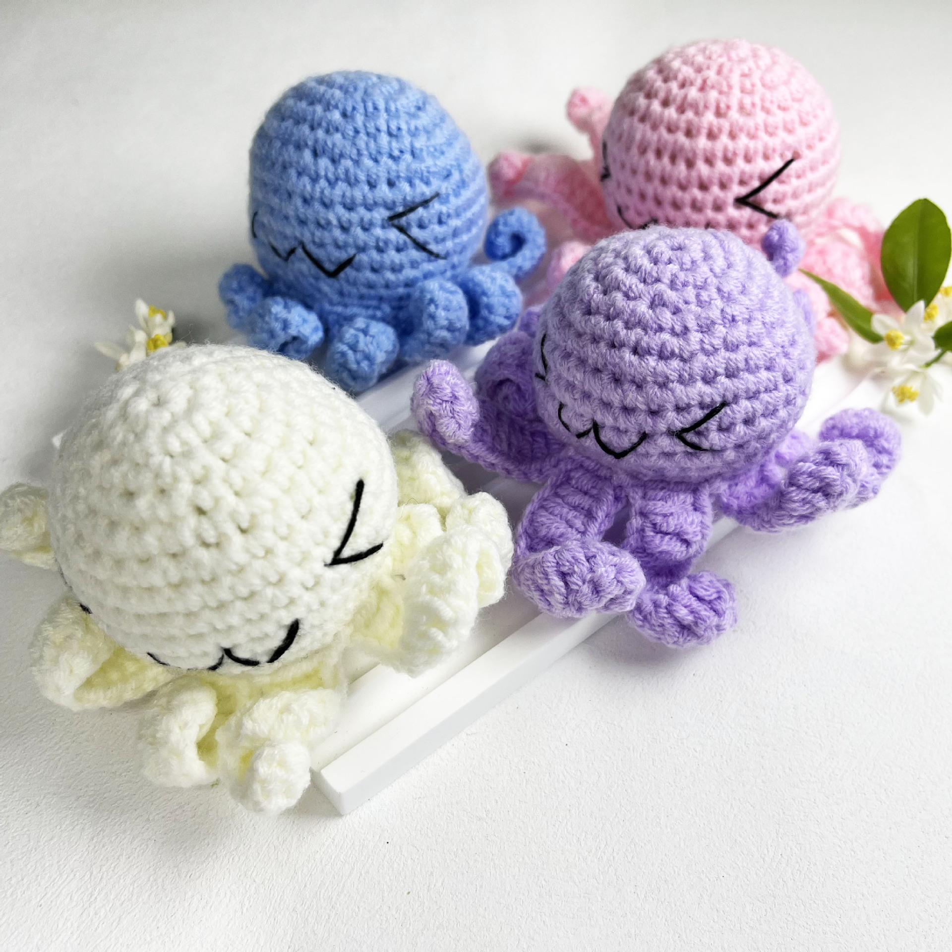 手工编织可爱章鱼钥匙扣挂件diy材料半成品现货钩织动物配件饰品