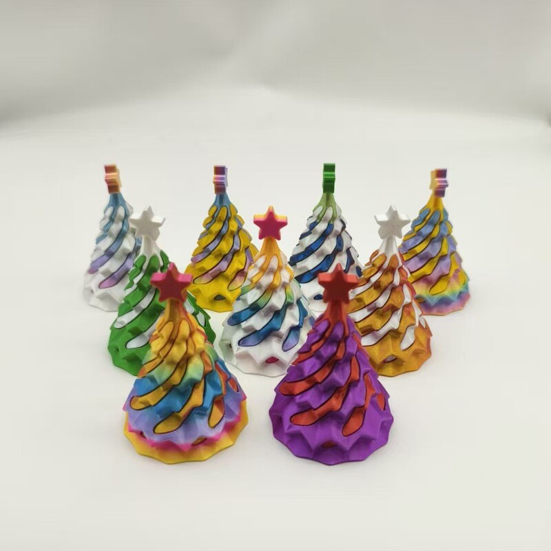 跨境3D圣诞树圆柱锥形金字塔葫芦方柱形螺旋解压玩具新年礼物摆件|undefined