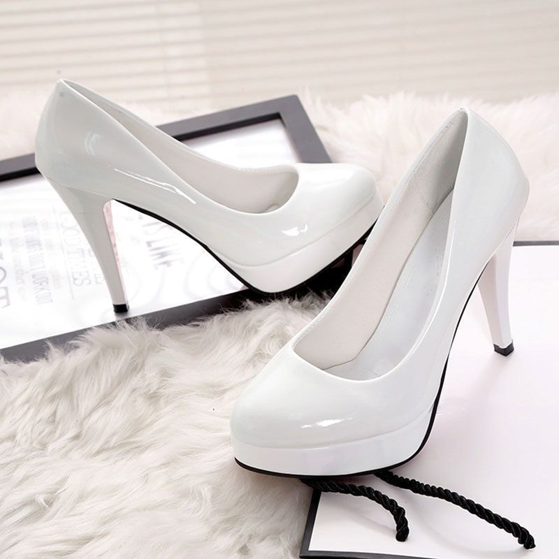 10cm High Heels Waterproof Platform Cosplay Universal Black Leather Shoes 2025 Korean Style Round Toe Women's Patent Leather Work Shoes 10cm High Heels Waterproof Platform Cosplay Universal Black Leather Shoes 2025 Korean Style Round Toe Women's Patent Leather Work Shoes