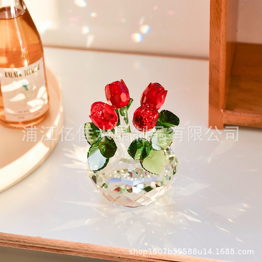 Regalos de San Valentín transfronterizos para esposas joyas para el hogar nunca marchitamiento de cristal rosas de cristal ornamentos de artesanía
