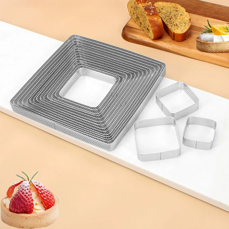 1,0 толщиной 304 из нержавеющей стали квадратная перфорированная башня кольцо торт мусс круг с отверстием