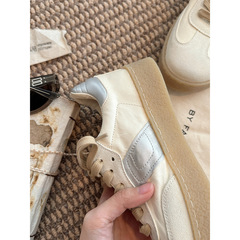 葡萄媽studiolee 經典圓頭厚底拼色板鞋馬皮牛絨休閒德訓鞋女春秋