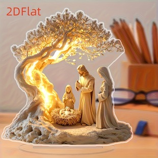 Cross-Border Desktop Decoration Family Statue Jesus Tree of Life Newborn Acrylic Desktop Decoration Ornaments Pendant