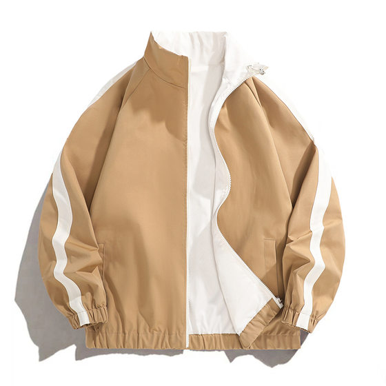 American Retro Double-sided Sports Jacket for Men and Women Spring and Autumn New Color-matching Casual Loose Coat Trendy Group Buying