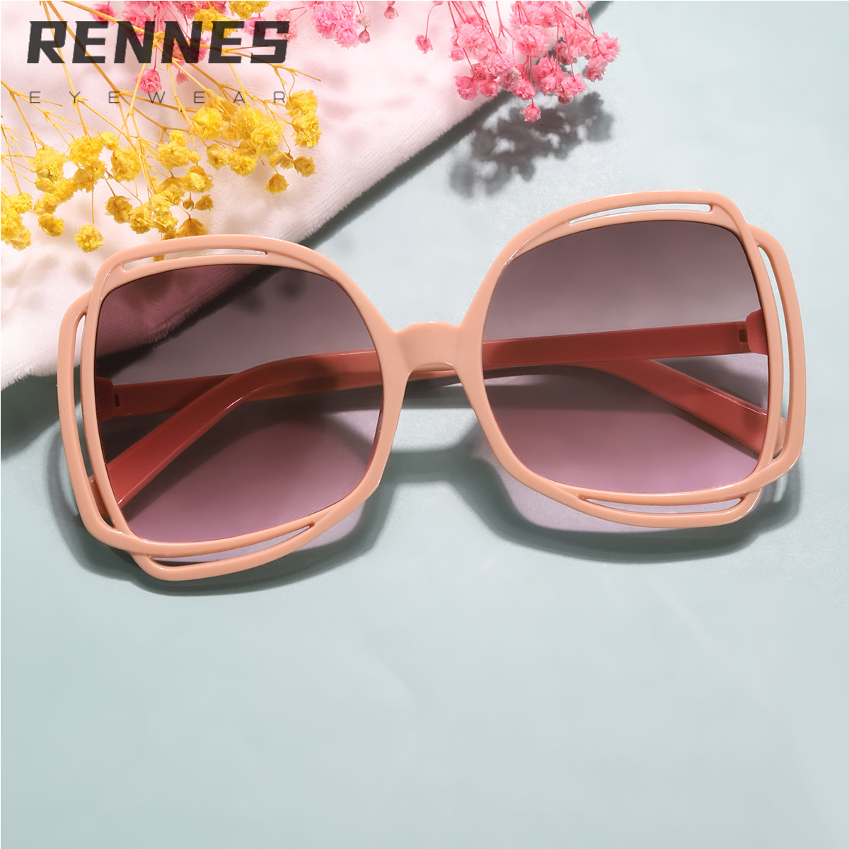 2022 nueva moda europea y americana gafas de sol de Marco grande personalizada Street shot gafas de sol huecas gafas de moda transfronterizas 97105