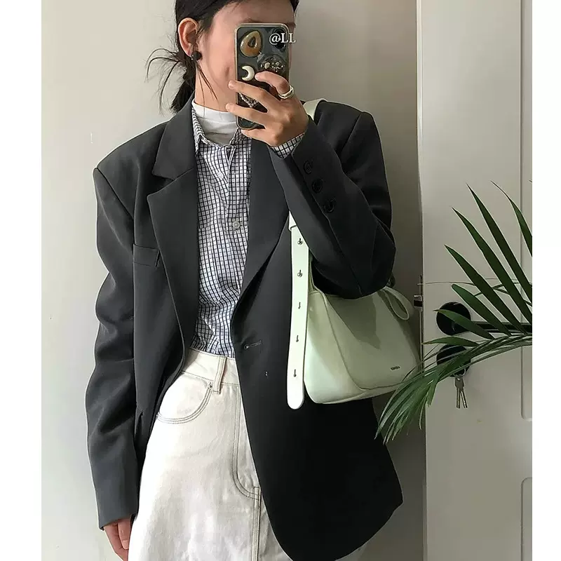 黑色西装外套女春秋2025新款春季小个子高级感气质休闲小西服上衣
