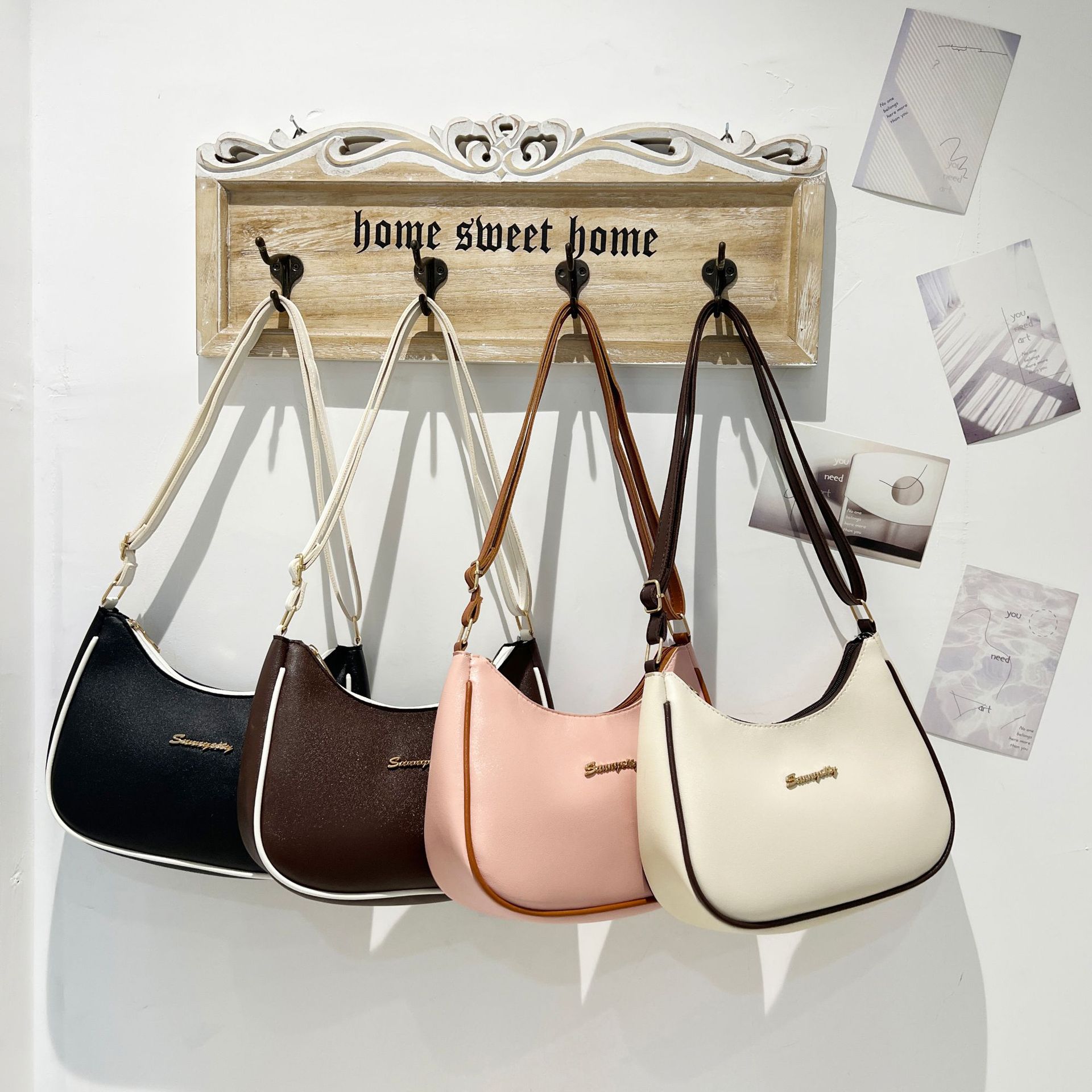 Women's Medium PVC Solid Color Basic Vintage Style Zipper Underarm Bag display picture 14