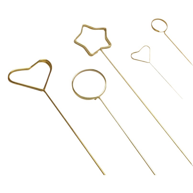 Titular de la tarjeta de metal brillante ramo de flores flor floral material de embalaje material de metal titular de la tarjeta en stock