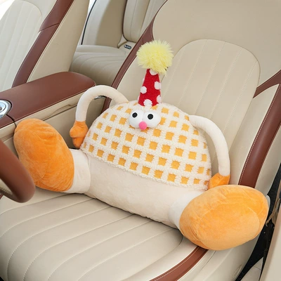 Waist support: Comfortable Car Headrest Neck Pillow - plush-big-foot-monster-waist-check-orange