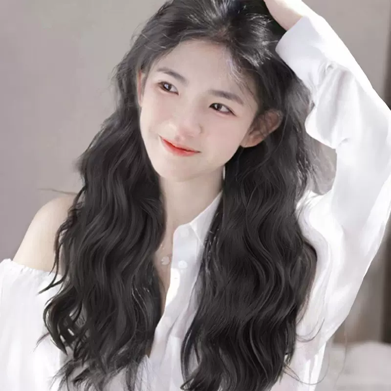 跨境假发女长发三片式水波纹假发片增加发量蓬松隐形可扎马尾卷发