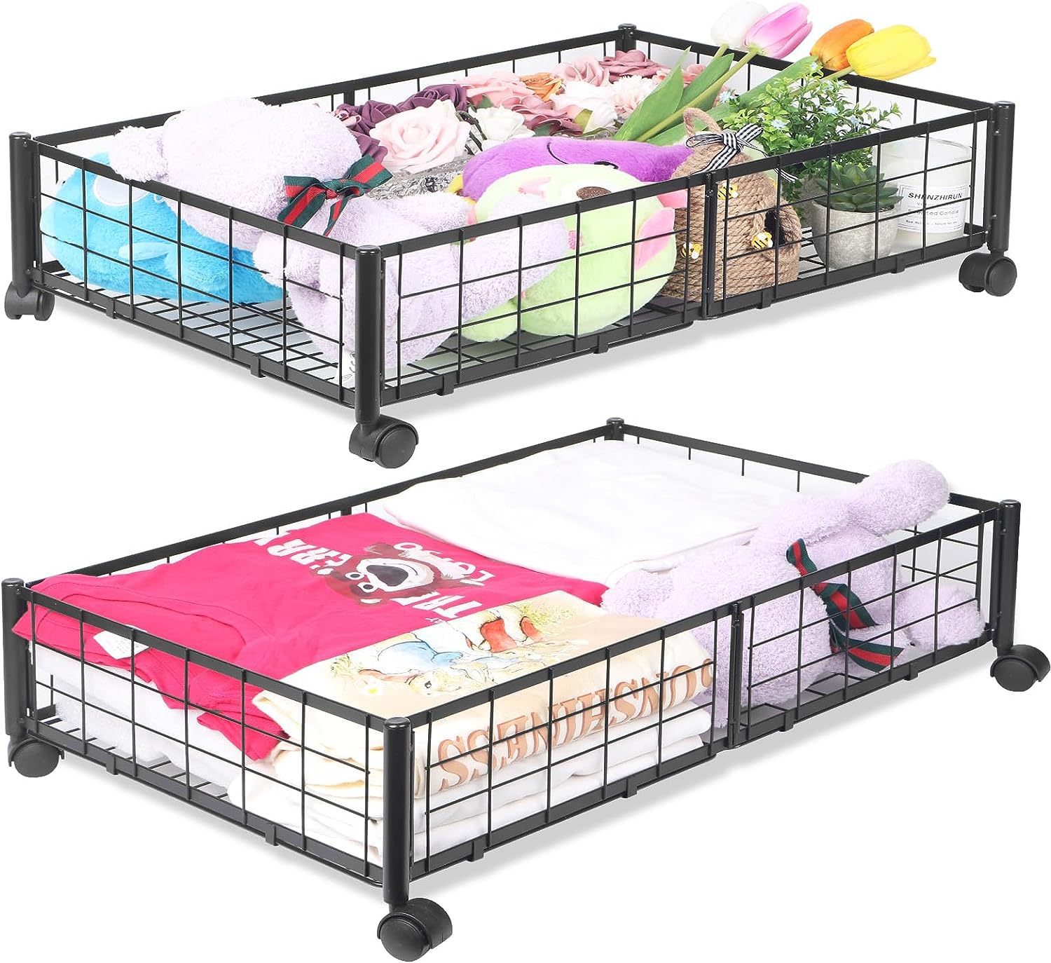 Transfronteriza cama de hierro dormitorio estante de almacenamiento móvil plegable rack de almacenamiento con ruedas ropa y zapatos rack de almacenamiento