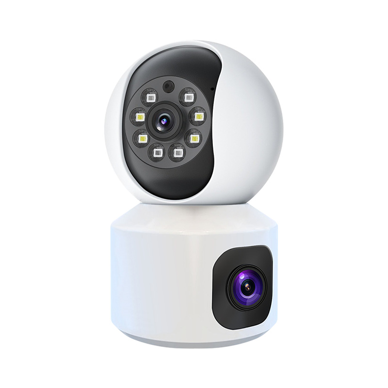 Cámara de Seguridad de Doble Lente WiFi ABS Visión Nocturna HD a Color para Interior