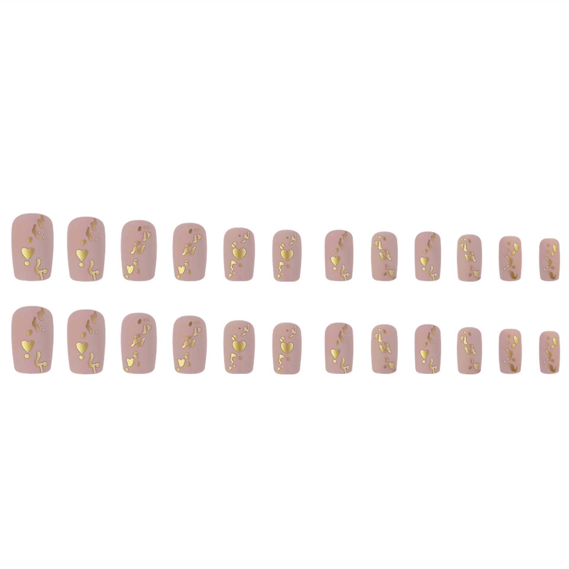 Textura mate, fondo desnudo, piezas de uñas doradas, delicadas uñas, parches de uñas de lujo dulce transfronterizos