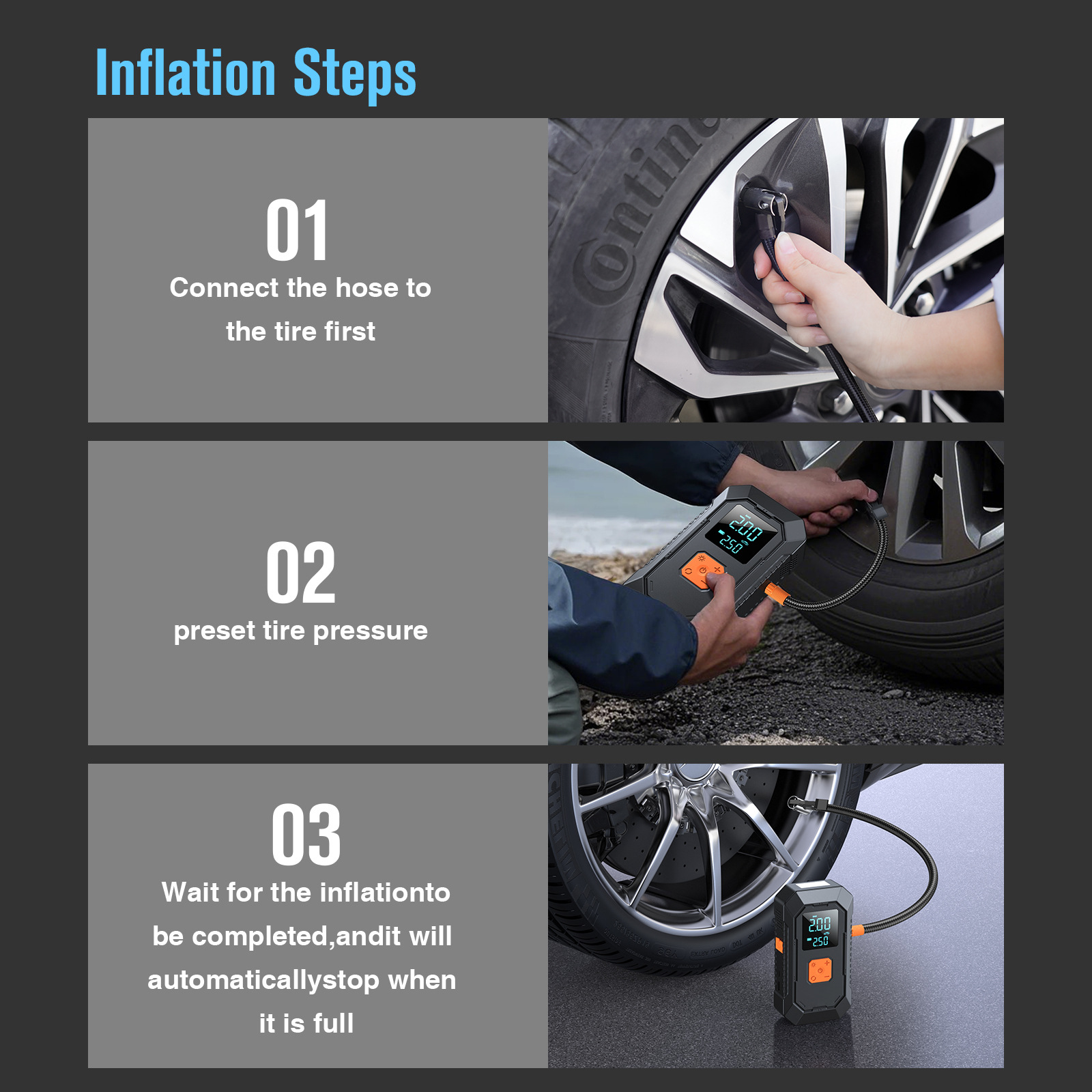 Cross-border vehicle-mounted air pump pump to start the all-in-one machine