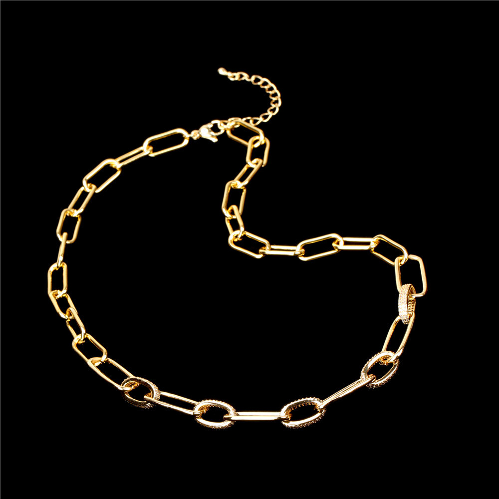 Thick chain interlocking zircon retro tassel earring necklace setpicture12