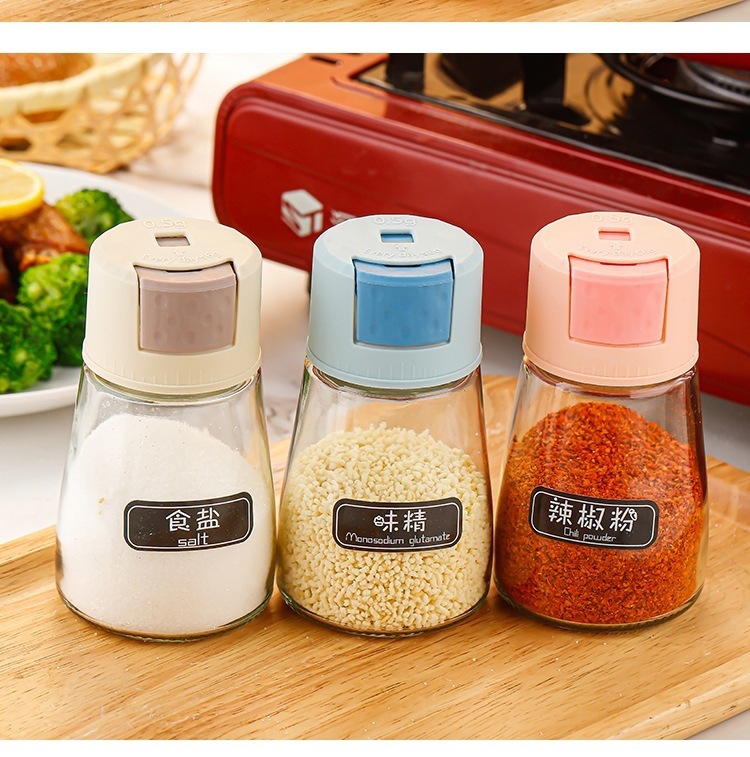 Glass Seasoning Shaker Jar Set 4 Pack Hexagonal Salt Pepper Spice Dispenser Modern Kitchen Storage preparation