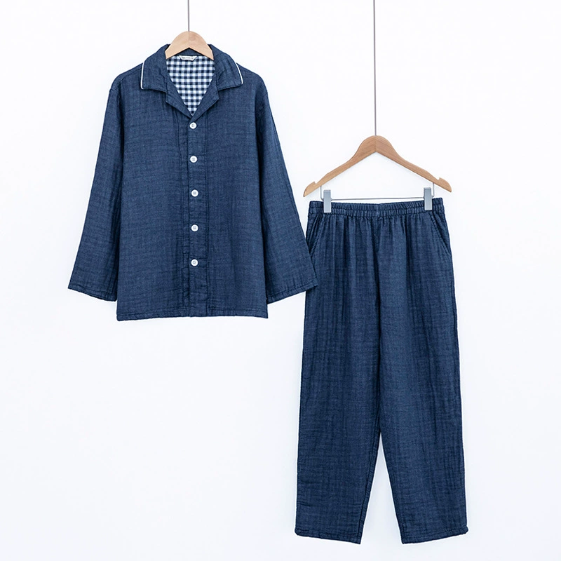 Хорошая четырехслойная марлевая пижама в японском стиле без принта для мужчин и женщин, утолщенная теплая Домашняя одежда, которую можно носить Вне костюма.
