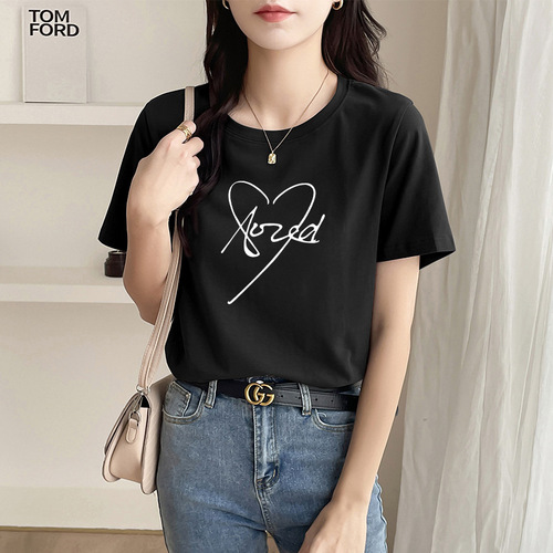 White women's short-sleeve loose shoulder half-sleeve t-shirt for 2025 spring and summer women's outerwear student inc trendy