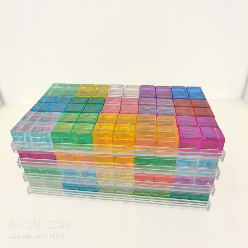 Manufacturer Wholesale Rainbow Building Blocks High-Transparency Three-Dimensional Blocks Educational Children's Toys Kindergarten Early Education Crystal Building Blocks
