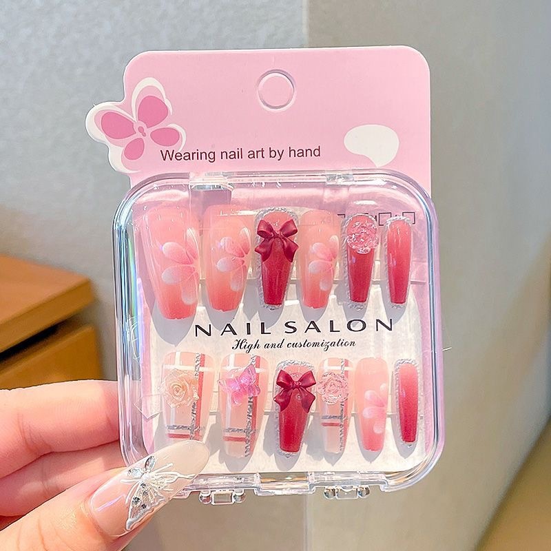 Niños que usan dibujos animados lindos 2025 nuevas niñas largas pegatinas de uñas blanquear niñas pegatinas de uñas para estudiantes de primaria