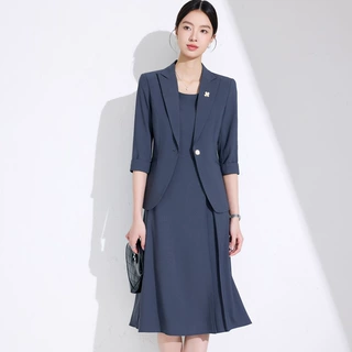 职业装套装女2025新款春秋小西装外套正装气质工作服西装裙连衣裙