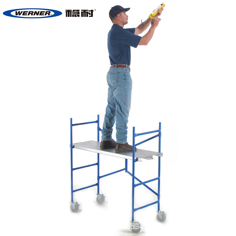 WERNER美国稳耐 轻型便携式铁质平台梯折叠脚手架带脚轮PS-48