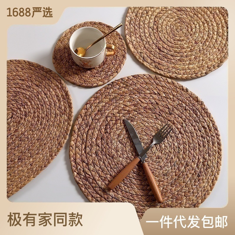 Alfombrilla de aislamiento térmico, alfombrilla de mesa, pasto de calabaza engrosado, posavasos antiescaldado, alfombrilla de olla de arena pastoral, alfombrilla de plato tejida resistente a altas temperaturas