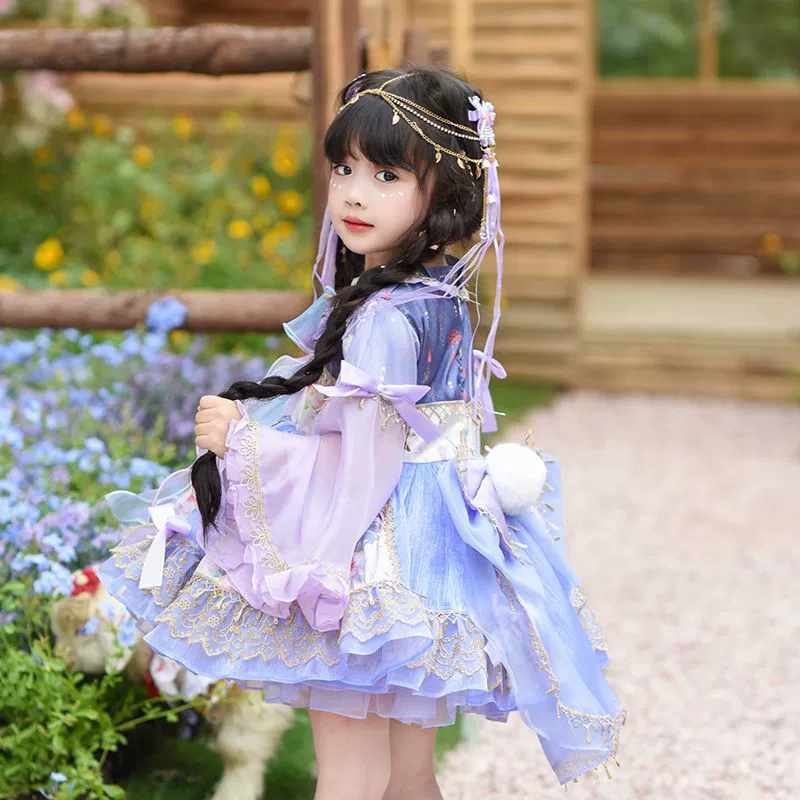 Комфортный осенний маленький принцесский костюм, детская юбка, стильLolita, юбка-туту