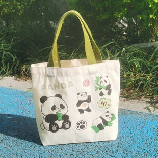 Panda Canvas Bag Artistic Female Student Portable Work Trumpeter Carrying Lunch Bag Handbag Canvas Bag Gift Bag