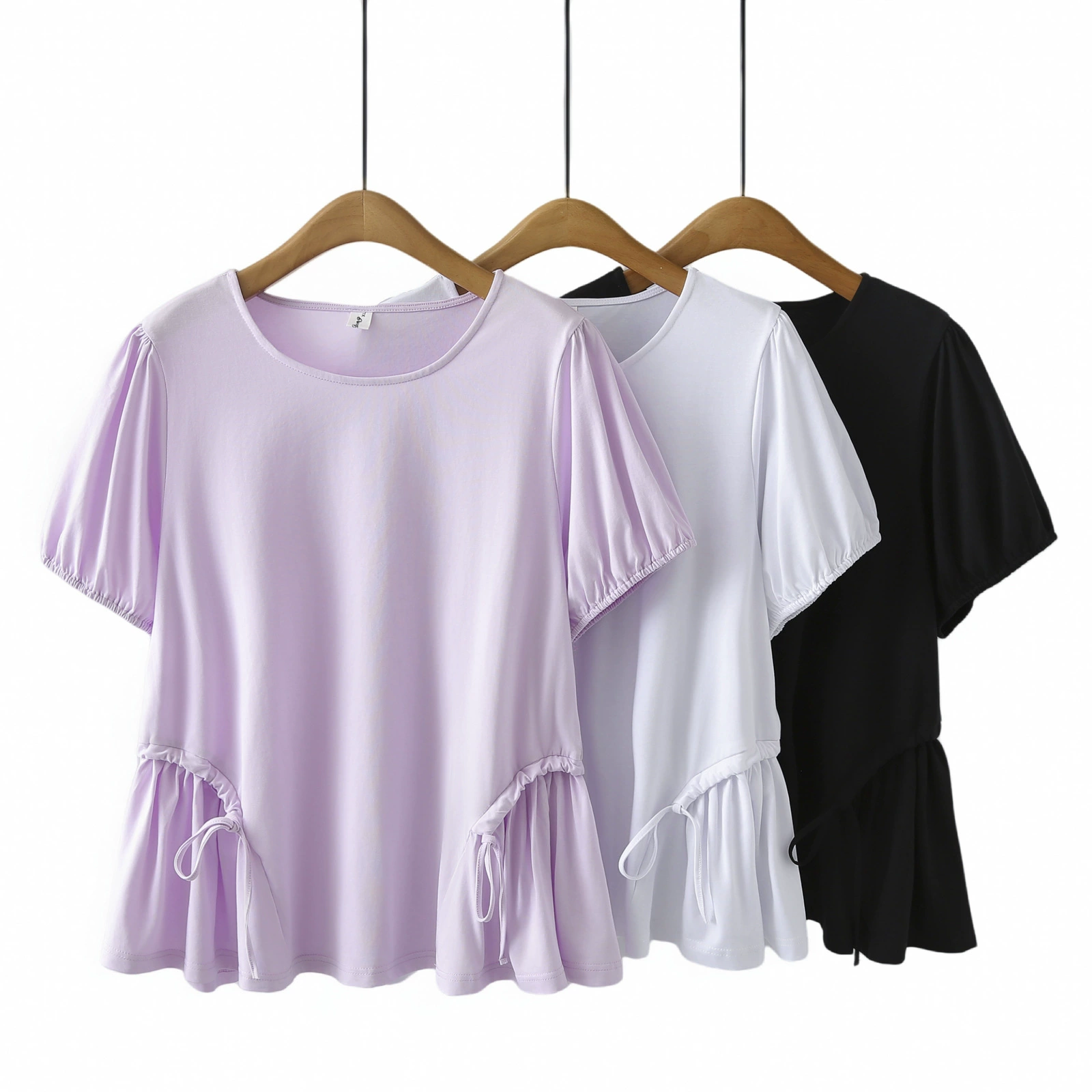 2025 новая летняя одежда для полных женщин больших размеров, французский дизайн, милая рубашка-бебидолл с короткими рукавами, футболка 3068