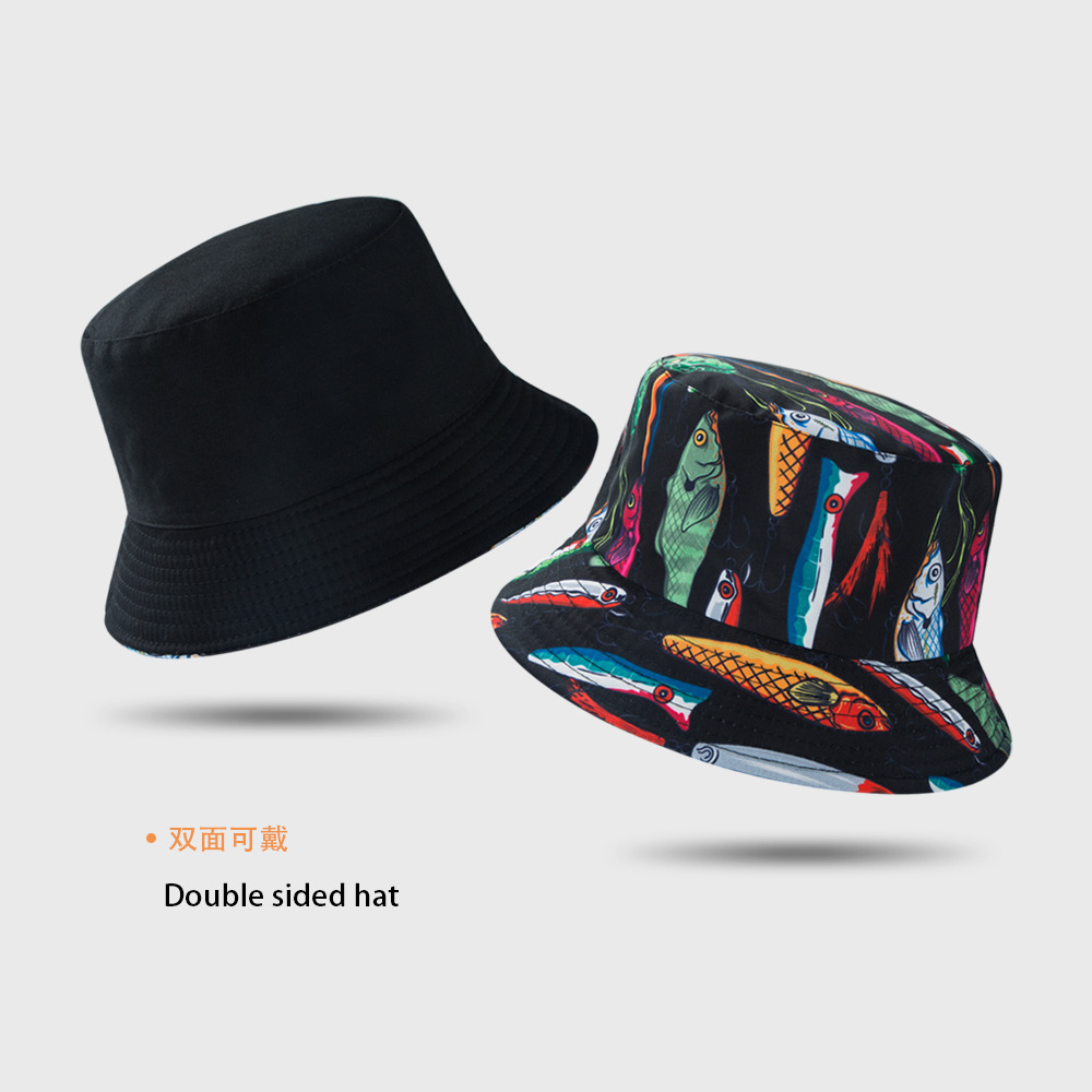 120g Weight Housewarming, Anniversary, Business, Wedding, Outdoor, Travel, Birthday, Festival, Sports, Shopping Occasion Cotton Material Graffiti Pattern Unisex Gender Fashion Style One Size Size New Fisherman Hat Personality Simple And Colorful Wild Flat Top Double-sided Can Wear Basin Hat 1