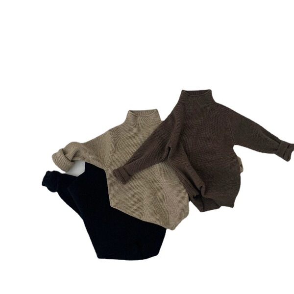 Solid color base body-friendly children's spring knitted sweater