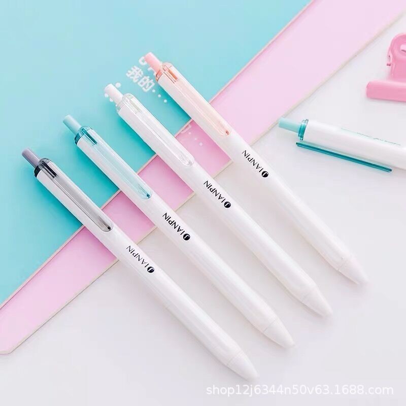 (2개) WEN XI 프레스 젤 펜 블랙 0.5MM 전체 바늘 간단한 제품 창조적 인 학생 검은 잉크 펜 사인 펜 도매