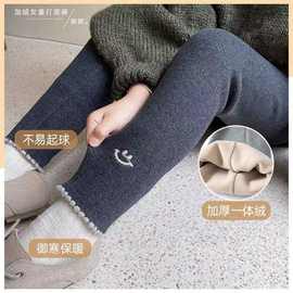 女童打底裤加绒加厚春秋外穿中大童新款儿童休闲长裤洋气加厚裤子