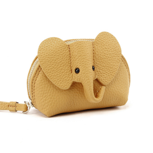 Japanese creative ins style cute little elephant zipper small wallet women's fresh and compact genuine leather coin coin purse wholesale