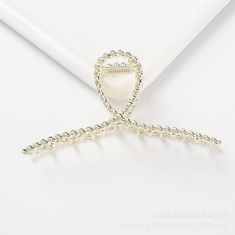Pinza de Pelo Estilo Coreano, Accesorio para el Cabello con Revestimiento Electrolítico de Aleación, Pinza de Tiburón Grande, Simple y Moderna para Mujer