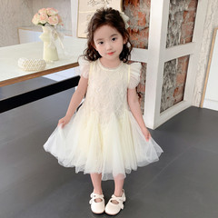 Girls' Summer Dress 2024 New Children's Birthday Party Dress Puff Dress Cute Little Girl Princess Dress Organza Skirt