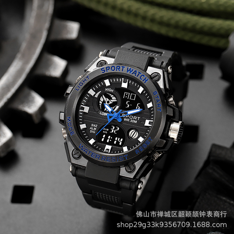 Comercio exterior transfronterizo electrónico reloj coreano multifuncional juventud deportes al aire libre luminoso estudiante cuarzo doble pantalla al por mayor