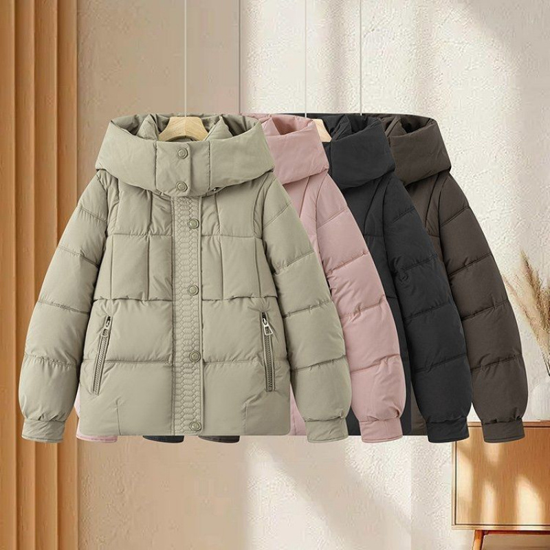 2025年冬季妈妈装新款气质洋气羽绒棉服加厚保暖宽松纯色百搭棉衣