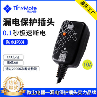 Factory Direct Sales Black Integrated 10A Single Lamp Gas Water Heater Leakage Protection Plug Essential for Home Factories