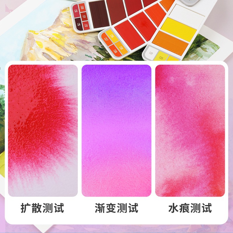 Juego de trazos de acuarela sólida en forma de abanico plegable Xiupu para principiantes pintados a mano con gouache para niños