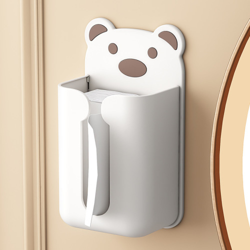 Bear wall-mounted tissue box household punch-free tissue box wash towel storage box bathroom storage rack